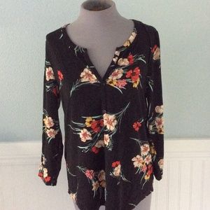 Daniel Rainn Floral Blouse Top 3/4 Sleeve